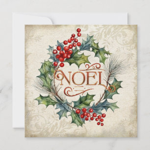 Tarjeta Festiva Elegante Ornate Vintage Style Noel Floral