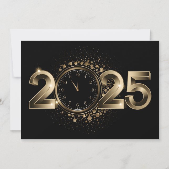 Tarjeta Festiva elegante oro Feliz Año Nuevo 2025 (Anverso)
