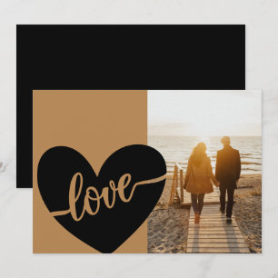 Tarjeta Festiva Elegante Oro Negro Corazón De Amor Foto Valenti
