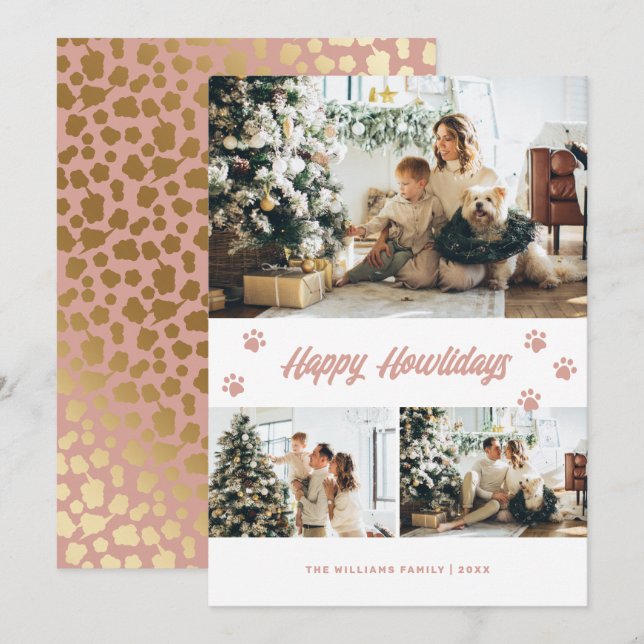 Tarjeta Festiva Elegante Oro Rosa Feliz Faulidays (Anverso / Reverso)