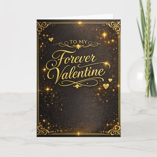 Tarjeta Festiva Elegante Oro Valen (Anverso)