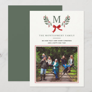 Tarjeta Festiva Elegante paisaje botánico de la familia Holly Foto