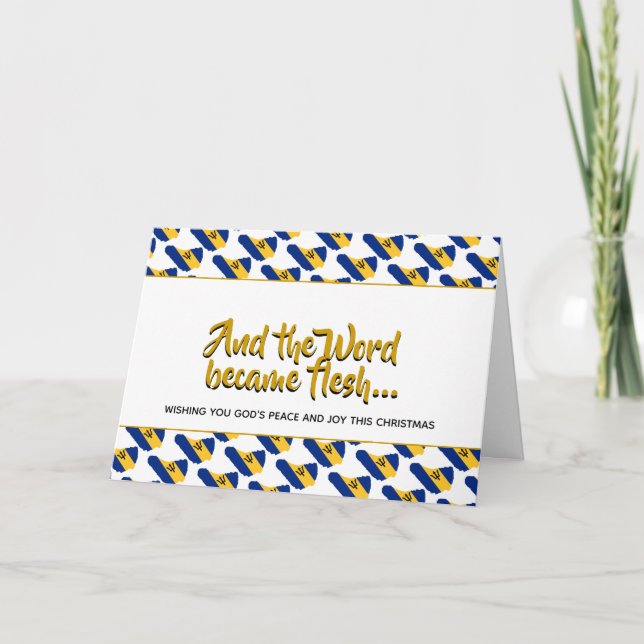 Tarjeta Festiva Elegante palabra de BARBADOS se convirtió en NAVID (Anverso)