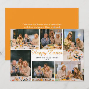 Tarjeta Festiva elegante Pascua Moderna, familia Collage de seis f