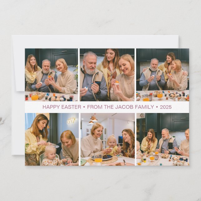 Tarjeta Festiva elegante Pascua Moderna, familia Collage de seis f (Anverso)