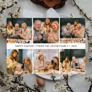 Tarjeta Festiva elegante Pascua Moderna, familia Collage de seis f