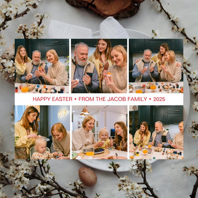 Tarjeta Festiva elegante Pascua Moderna, familia Collage de seis f (Subido por el creador)