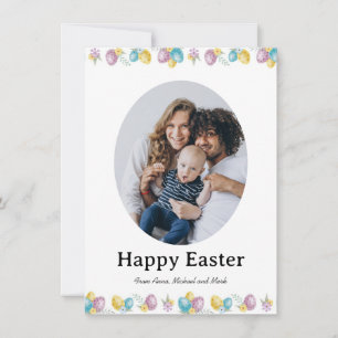 Tarjeta Festiva Elegante Pastel Chic Foto Feliz Pascua Huevos