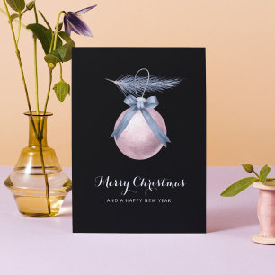 Tarjeta Festiva Elegante Pastel Negro Ornamentos Navidades No Foto