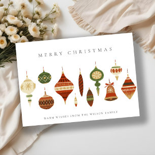 TARJETA FESTIVA ELEGANTE PASTEL ROJO ESTRELLA VERDE CHIRSTMAS ORNA