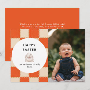 Tarjeta Festiva Elegante patrón de coral y crema Foto de feliz Pas
