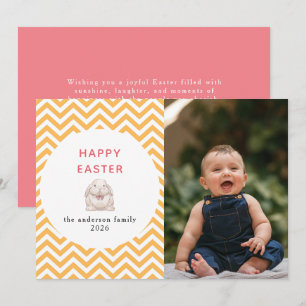 Tarjeta Festiva Elegante patrón de coral y crema Foto de feliz Pas