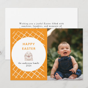 Tarjeta Festiva Elegante patrón de coral y crema Foto de feliz Pas