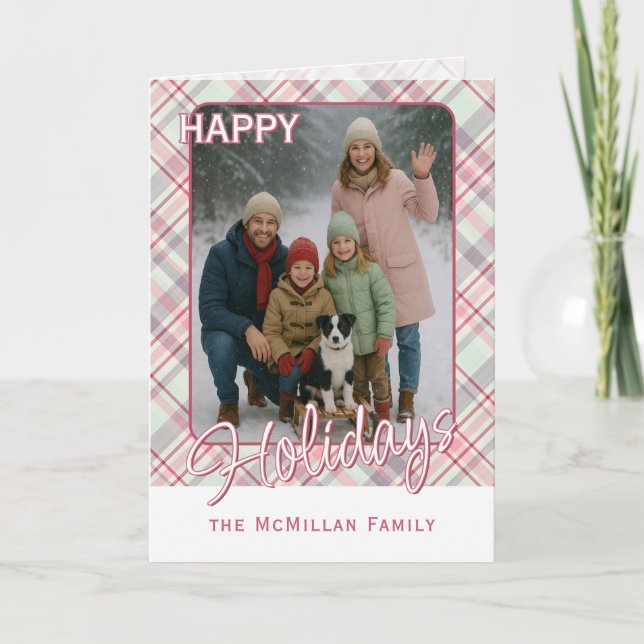 Tarjeta Festiva Elegante Patrón de Cuadro Rústico con Clase (Anverso)