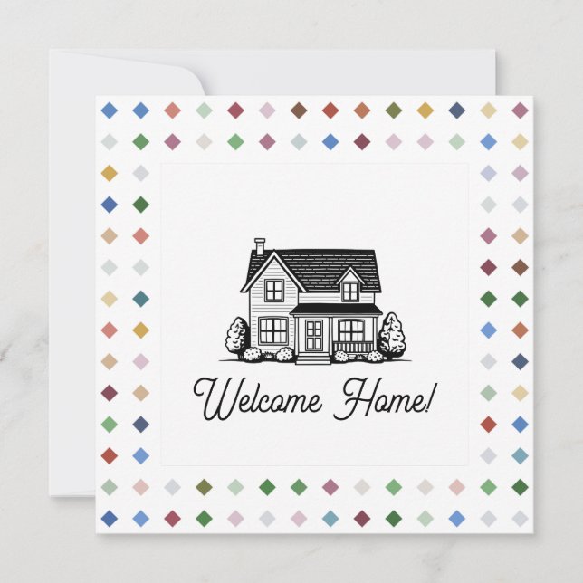 Tarjeta Festiva Elegante patrón geométrico de diamante artístico (Anverso)