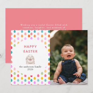 Tarjeta Festiva Elegante patrón simple de huevos Feliz Pascua Foto