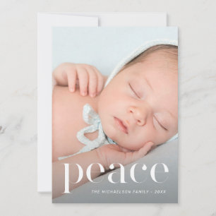 Tarjeta Festiva Elegante paz con Navidades de foto de hojas de pla