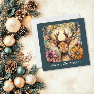 Tarjeta Festiva Elegante Personalizable de renos