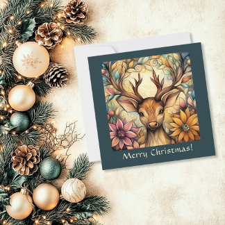 Tarjeta Festiva Elegante Personalizable de renos