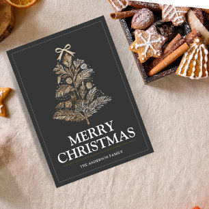 Tarjeta Festiva Elegante Personalizado de carbón vegetal y árbol d