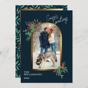 Tarjeta Festiva Elegante Personalizado de follaje - Fotos saludos 
