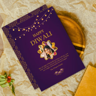 Tarjeta Festiva Elegante personalizado de Mandala Foto Morple Gold