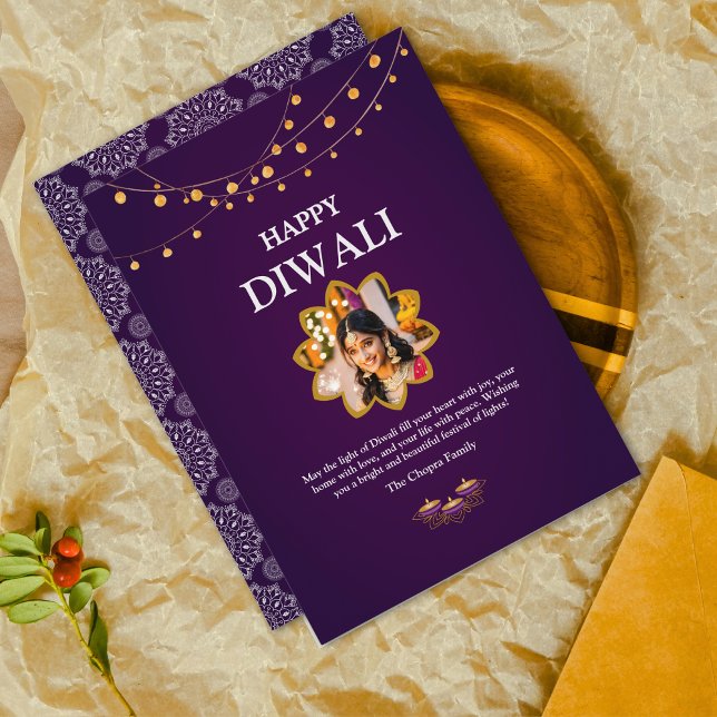 Tarjeta Festiva Elegante personalizado de Mandala Foto Purple Diwa (Subido por el creador)