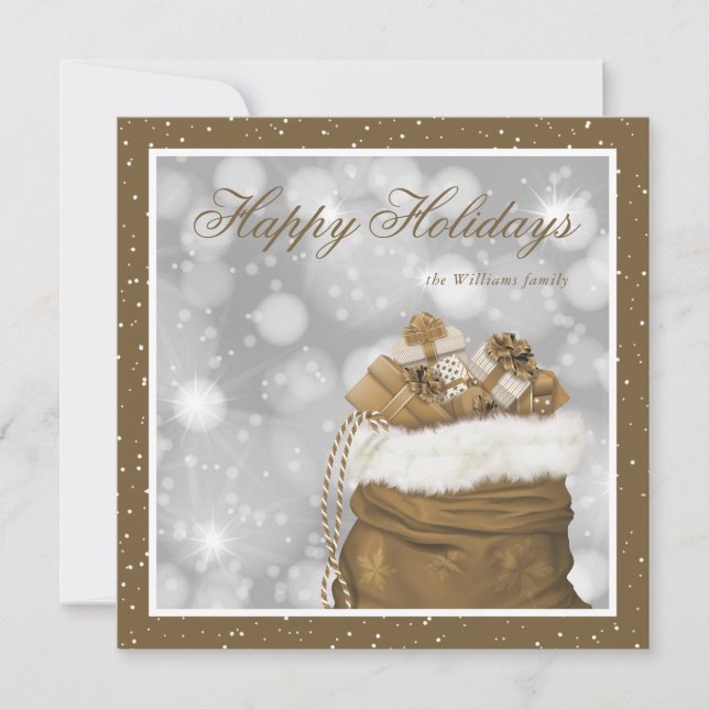 Tarjeta Festiva Elegante Personalizado Gold Snow Happy Holiday Car (Anverso)
