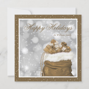 Tarjeta Festiva Elegante Personalizado Gold Snow Happy Holiday Car