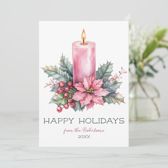 Tarjeta Festiva Elegante PERSONALIZADO Navidades de acuarela (Anverso de pie)