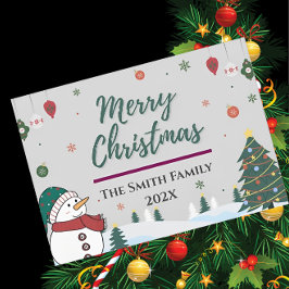 Tarjeta Festiva Elegante Personalizado Nombre de familia y Navida