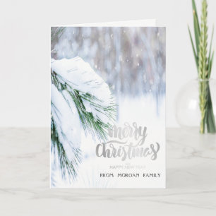 Tarjeta Festiva Elegante pino nevado