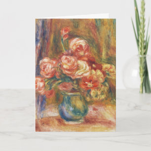Tarjeta Festiva Elegante pintura de rosa Renoir con estilo shabby 