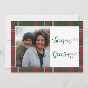 Tarjeta Festiva Elegante Plaid Plaid Warm Seasons Greetings Foto