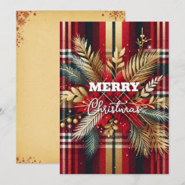 Tarjeta Festiva Elegante Planta Festividad Roja y de Oro