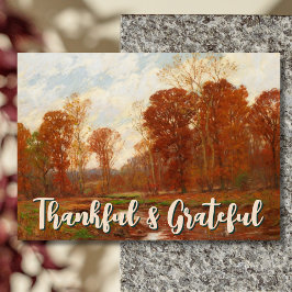 Tarjeta Festiva Elegante pueblo de la época del otoño y agradecido