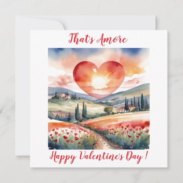 Tarjeta Festiva Elegante puesta de sol de San Valentín en Toscana, (Anverso)