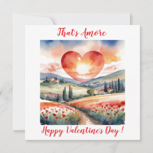 Tarjeta Festiva Elegante puesta de sol de San Valentín en Toscana,