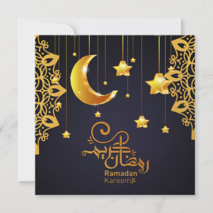 Tarjeta Festiva Elegante Ramadán Mubarak Creciente Estrellas Negro