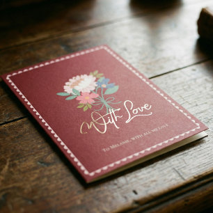 Tarjeta Festiva Elegante ramo floral dibujado a mano para el día d