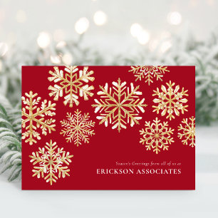 Tarjeta Festiva Elegante Red Gold Snowflake Corporate Business