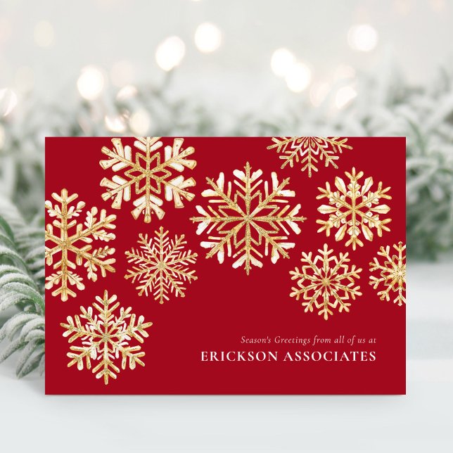 Tarjeta Festiva Elegante Red Gold Snowflake Corporate Business (Subido por el creador)