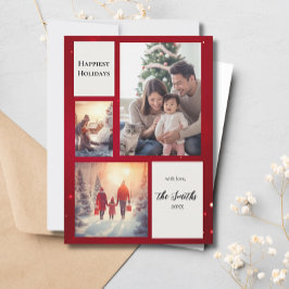 Tarjeta Festiva Elegante Red Moderno Tres Navidades Collages de fo