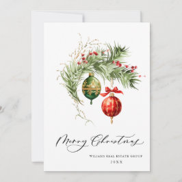 Tarjeta Festiva Elegante Red Ornament Merry Christmas Corporate Ho