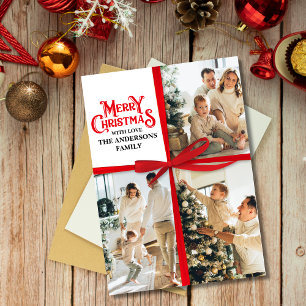 Tarjeta Festiva Elegante regalo de familia envuelto de fotografía