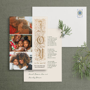 Tarjeta Festiva Elegante Relieve metalizado de imitación multifoto