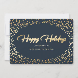 Tarjeta Festiva Elegante Relieve metalizado dorado azul mano Lette