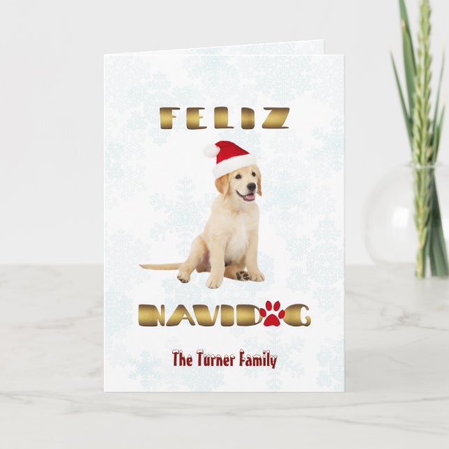 Tarjeta Festiva Elegante Relieve metalizado dorado gracioso Feliz  (Anverso)