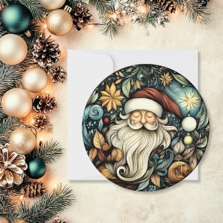 Tarjeta Festiva Elegante Ronda de Personalizable Santa