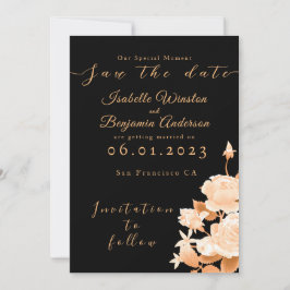 Tarjeta Festiva Elegante Rosa de oro Boda negro